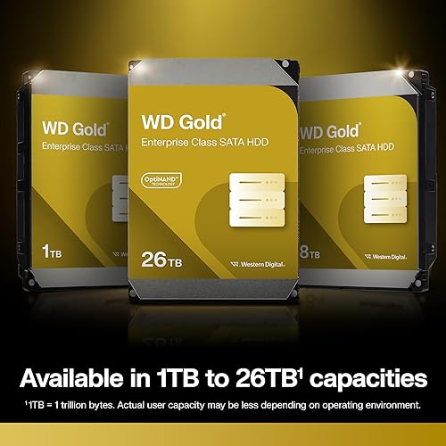 Western Digital 26TB WD Gold Enterprise Class SATA Internal Hard Drive HDD - 7200 RPM, SATA 6 Gb/s, 512 MB Cache, 3.5 - WD261KRYZ