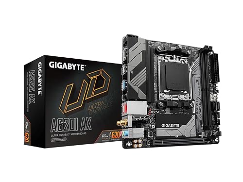 GIGABYTE A620I AX (AM5/ LGA 1718/ AMD/ A620/ Mini-ITX/ 5-Year Warranty/ DDR5/ Single M.2/ PCIe 4.0/ USB 3.2 Gen1 Type-C/Realtek Wi-Fi 6E/ Realtek 2.5GbE/ Q-Flash Plus/PCIe EZ-Latch/Motherboard)