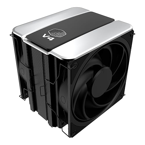 Cooler Master V4 Alpha 3DHP Black CPU Air Cooler, Alpha 3DHP Heat Pipe Technology, Dual Mobius 120 PWM Fans, Quiet Operation, Easy Install, AMD Ryzen 9 AM5|4, Intel Ultra 9 LGA 1851|1700