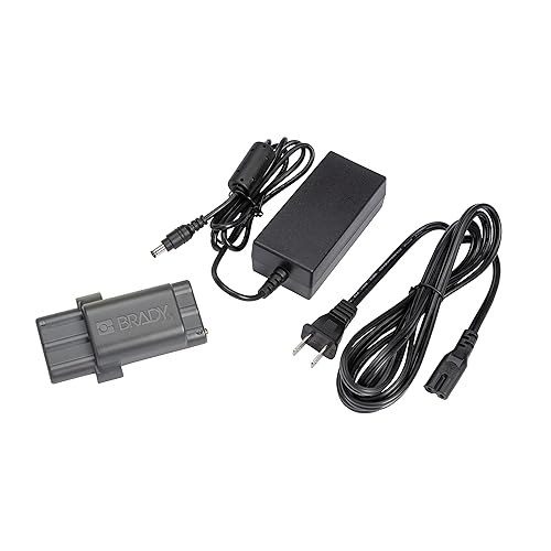 Brady m210 printer accessories power kit, lithium-ion battery and ac adapter (kit m210-pwr). for use with m210, m210-lab, and bmp21-plus printers, black, large