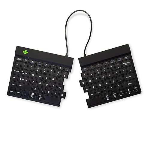 R-Go Split Keyboard, Bluetooth 5.0, with Anti-RSI Software, Ergonomic Split Button Panel Design, QWERTY US Layout, Black