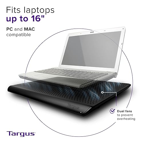 Targus Laptop Chill Mat for up to 16-Inch Laptop, Black (PA248U5) 16 inch Portable Chill Hub Mat