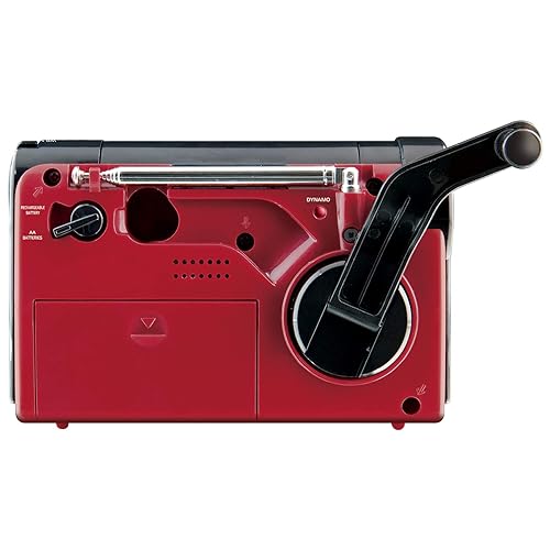 Weather X WR182R NOAA Weather Band and AM/FM Radio Flashlight with Dynamo Hand Crank Power (Red/Black)
