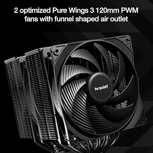 BK042: be quiet! Pure Rock Pro 3 Black CPU Air Cooler | 6 High Performance 6mm Heat Pipes with HDT Technology | 120mm Quiet PWM Fan | AMD:AM4 AM5/Intel LGA 1700/1150/1151/1200 | Black | BK042