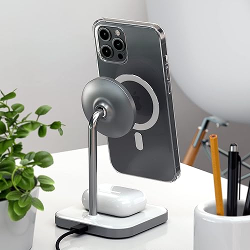 Satechi Aluminum 2-in-1 Magnetic Wireless Charging Stand, for iPhone 17/16/15/14/13/12 Series, AirPods Pro 3/2/1, AirPods 4/3