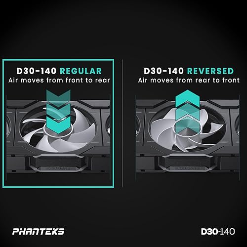 Phanteks D30-140 DRGB PWM Fan 3Pack, Premium D-RGB Performance Fans, ARGB/DRGB Lighting, Daisy-Chain Fan Linking System, 3Pack (Black)