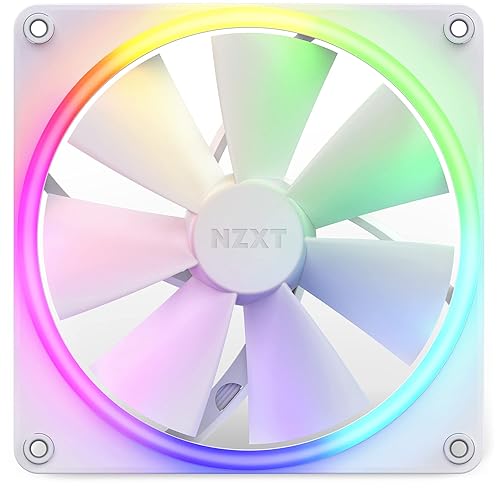 NZXT F140 RGB Fans - RF-R14DF-W1 - Advanced RGB Lighting Customization - Whisper Quiet Cooling - Twin (RGB Fan & Controller Included) - 140mm Fan - White