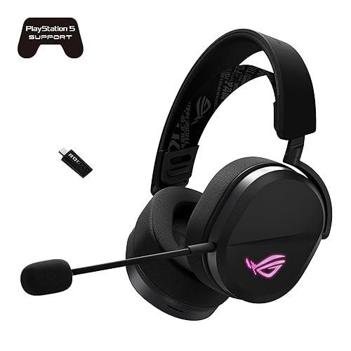 ASUS ROG Pelta Wireless Gaming Headset (BT, ROG SpeedNova 2.4GHz, USB-C, Lightweight 309g, 50mm ROG Titanium-Plated Drivers, 10mm Super-Wideband Mic, RGB, 70HR Battery, for PC, Switch, PS5)- Black Wireless Pelta