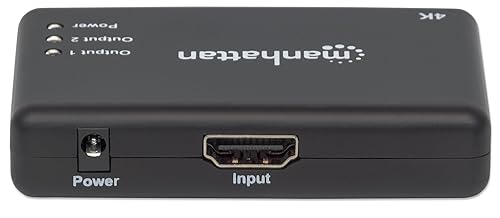 Manhattan Products 4K 2-Port HDMI Splitter, 4K@30Hz, AC Powered, Black