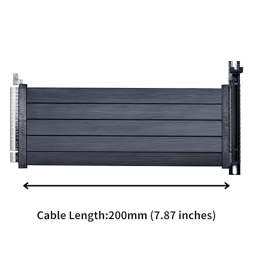 Lian Li - PCIE 5.0 Riser Cable Premium PCI-E 16X 5.0 Double Bandwidth Extender Riser Cable Length 200 mm;7.87 Inch. Compatible with PCIe 4.0, Black (PW-PCI-520X)
