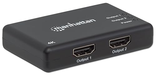 Manhattan Products 4K 2-Port HDMI Splitter, 4K@30Hz, AC Powered, Black