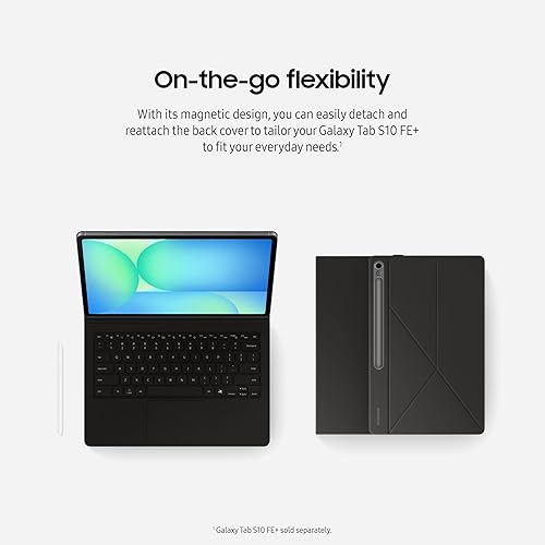 Samsung Galaxy Tab S10 FE+ Book Cover Keyboard - AI Key for Galaxy Tab S10 FE+, Detachable Platform, PC-Like Experience, Wireless Keyboard Sharing, Black Black Book Cover Keyboard S10 FE+
