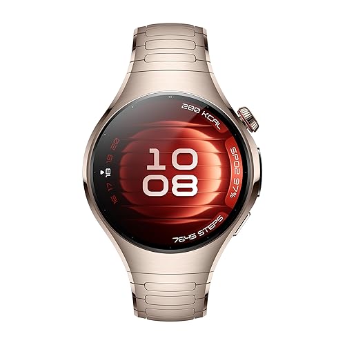 HUAWEI Watch 5, 42mm Smartwatches, Multi-Sensing X-TAP Technology, Spherical Sapphire Glass, Two Battery Modes, Intuitive Smart Gestures, Compatible with iOS and Android, Sand Gold