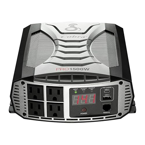 Cobra PRO 1500W Professional Grade Power Inverter, Portable – 1500-Watt Car Charger, 4 Grounded AC Outlets, 2 Fast Charge USB Ports and Remote Controller (CPIALCDG1) Compatible CPI1500W