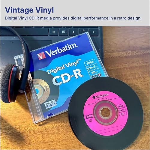 Verbatim CD-R 80min 52X with Digital Vinyl Surface - 10pk Bulk Box 10 Discs - Bulk Box Branded