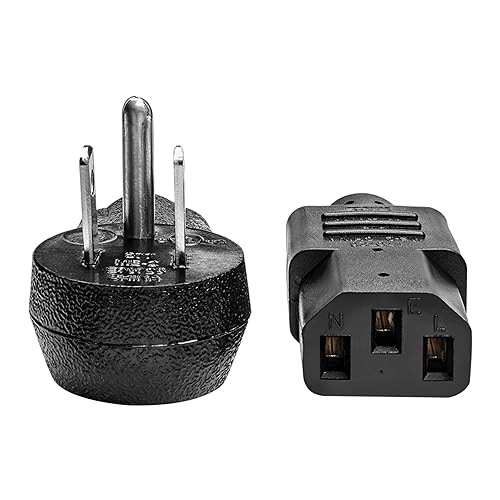 Tripp Lite Desktop Computer Power Cord, Right-Angle 5-15P to C13 - Heavy Duty, 15A, 125V, 14 AWG, 6 ft, Black (P007-006-15D)