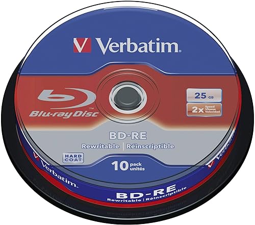 Verbatim BD-RE 25GB 2X With Branded Surface, 10 Pack Spindle Box 43694