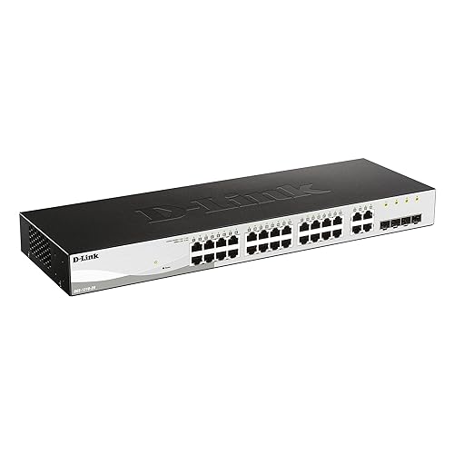 D-Link 28-Port Gigabit Smart Managed Switch, 4 SFP Combo Ports, Advanced L2+ features, VLANs, Cable Diagnostics, Green, WebSmart, Web UI (DGS-1210-28 28 Port, 4 SFP