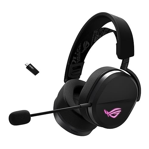 ASUS ROG Pelta Wireless Gaming Headset (BT, ROG SpeedNova 2.4GHz, USB-C, Lightweight 309g, 50mm ROG Titanium-Plated Drivers, 10mm Super-Wideband Mic, RGB, 70HR Battery, for PC, Switch, PS5)- Black Wireless Pelta
