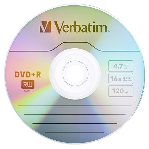 Verbatim DVD+R Discs, 4.7GB, 16x, Spindle, Matte Silver