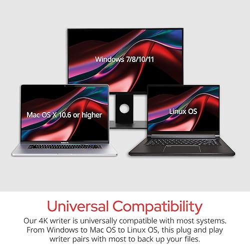 Verbatim Ultra HD 4K CD DVD Blu-ray Writer USB 3.2 GEN 1 USB-C Connectivity Slim Brushed Metal Enclosure Compatible with Mac and PC with Free 25GB Verbatim Blu-ray disc