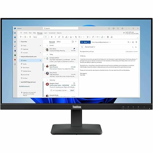 Lenovo ThinkVision S24-4e 24 Class Full HD LED Monitor - 16:9 - Raven Black - 23.8 Viewable - in-Plane Switching (IPS) Technology - WLED Backlight - 1920 x 1080-16.7 Million Colors - 250 Nit - 4 m