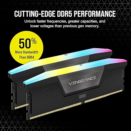 CORSAIR Vengeance RGB DDR5 RAM 32GB (2x16GB) 6400MHz CL32 Intel XMP iCUE Compatible Computer Memory - Black (CMH32GX5M2B6400C32) 32GB (2x16GB) Black
