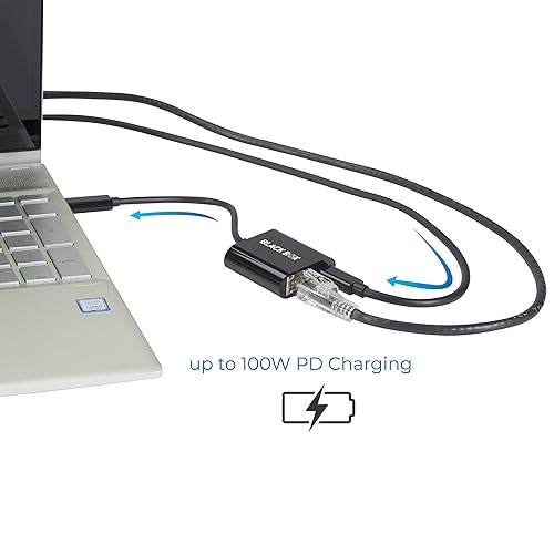 Black Box USB-C to Gigabit Ethernet Adapter with 100W Power Delivery, PD 3.0