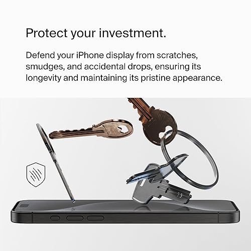 Belkin ScreenForce UltraGlass 2 Treated iPhone 15 Pro Max Screen Protector - Scratch-Resistant, 9H Hardness Tested Glass w/Slim Design - Includes Easy Align Tray for Bubble-Free Application