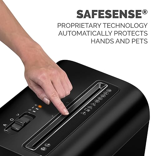 Fellowes LX65 10-Sheet, P4 Cross-Cut Deskside Paper Shredder with SafeSense