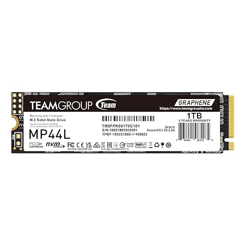 TEAMGROUP MP44L 1TB SLC Cache NVMe 1.4 PCIe Gen 4x4 M.2 2280 Laptop&Desktop SSD (R/W Speed up to 5,000/3,700MB/s) TM8FPK001T0C101 1TB Swift