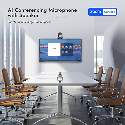 ROCWARE A10 Conference Speakerphone - USB Speakerphone with 360° Omnidirectional Microphone, AI Noise Cancellation, Compact Design for Office, Home, and Remote Meetings