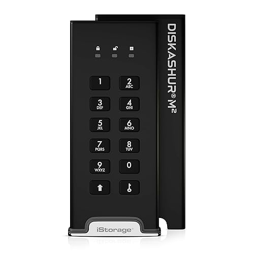 iStorage diskAshur M2 – PIN authenticated, Hardware encrypted USB 3.2 Portable SSD. Ultra-Fast, FIPS Compliant, Rugged & Portable. (2TB), Black (IS-DAM2-256-2000)