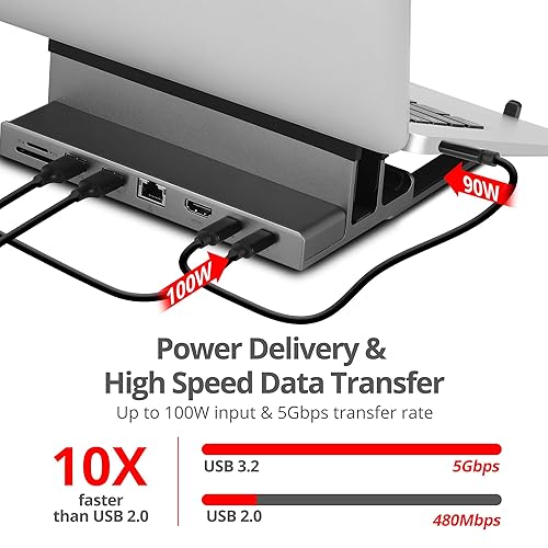 SIIG USB C Universal Laptop Docking Station Stand, iPad Adapter Hub, HDMI 4K 60Hz, PD 100W, MacBook Air/Pro, Windows Laptops, Chromebook Compatible (CE-MTDK21-S1)