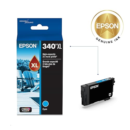 EPSON 340 Claria Photo HD Ink High Capacity Cyan Cartridge (T340XL220-S) Works with Expression Photo XP-8800