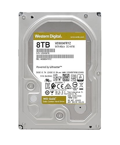 Western Digital 8TB WD Gold Enterprise Class Internal Hard Drive - 7200 RPM Class, SATA 6 Gb/s, 256 MB Cache, 3.5 - WD8004FRYZ
