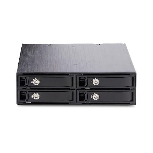 StarTech.com 4-Bay Backplane for U.2 Drives, Fits in a 5.25inch Bay, Mobile Rack Enclosure for 2.5inch U.2 (SFF-8639) NVMe SSDs, Includes Mini-SAS HD Cables/Removeable Trays (4U2525-SAS-BACKPLANE)