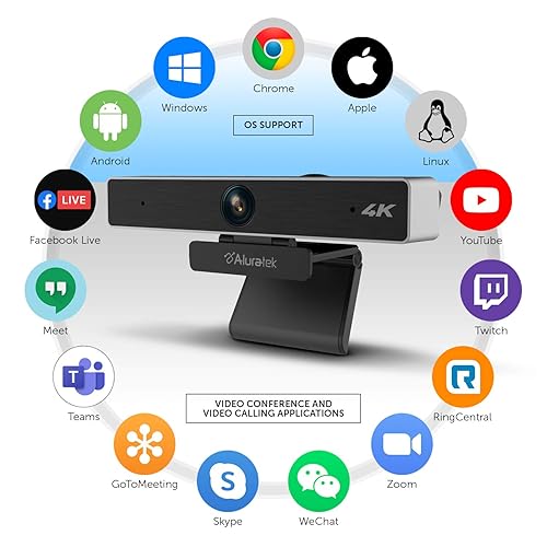 Aluratek HD 1080P Video Webcam for PC, MAC, Desktop & Laptop, Video Call, Conference, USB