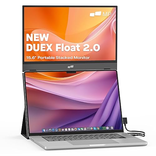 New Mobile Pixels Duex Float 2.0 Portable Stacked Monitor, FHD IPS 15.6 Laptop Screen Extender (Built-in Kickstand), USB C/HDMI Monitor Extender with Dual Speakers, Windows, MacOS, Switch, Android