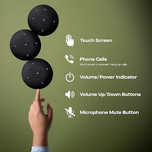 MP Mobile Pixels Bluetooth Conference Speakers with 4 Microphone, 13ft Omnidirectional Voice Pickup, USB-C Plug&Play,Noise Reduction, Compatible with Zoom/Teams/Skype/Google Meet