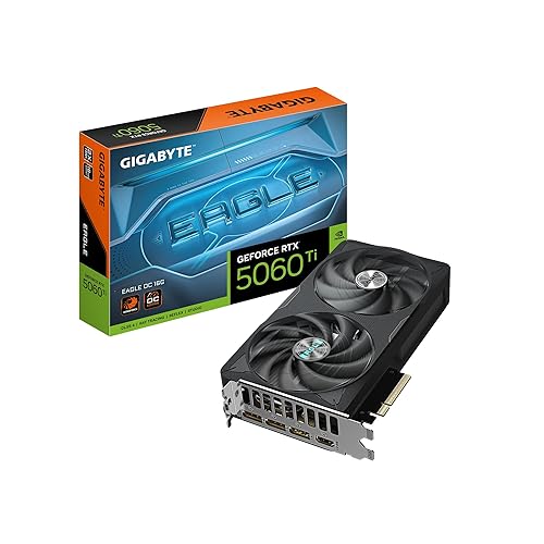 GIGABYTE GeForce RTX 5060 Ti Eagle OC 16G Graphics Card, 16GB 128-bit GDDR7, PCIe 5.0, WINDFORCE Cooling System, GV-N506TEAGLE OC-16GD Video Card