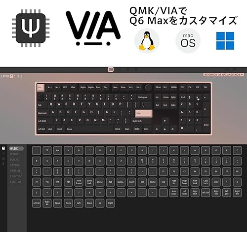 Keychron Q6 Max Wireless RGB Mechanical Keyboard - Hot-Swappable, Gateron Jupiter Brown Switches, Aluminum Frame with Knob, Full-Size (104 Keys), Compatible Windows Mac Linux, Carbon Black (Q6M-M3)