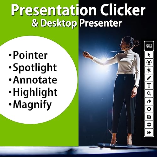 Swiftpoint TRACPOINT Wireless Travel Mouse & Presentation Clicker | Virtual Laser Pointer, Spotlight & Drawing for Zoom or Remote Meetings | Light Weight, Ergonomic Pen Grip, Bluetooth & Rechargeable