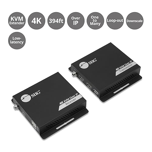 SIIG HDMI 4K30Hz KVM Over IP Extender - 394ft - Over IP KVM Extender - One to Many - HDMI Loop-Out - Downscaler - Low-Latency (CE-H27R11-S1)