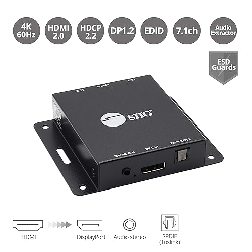 SIIG CE-H26A11-S1 HDMI 2.0 to DP 1.2 Converter Large Square Design