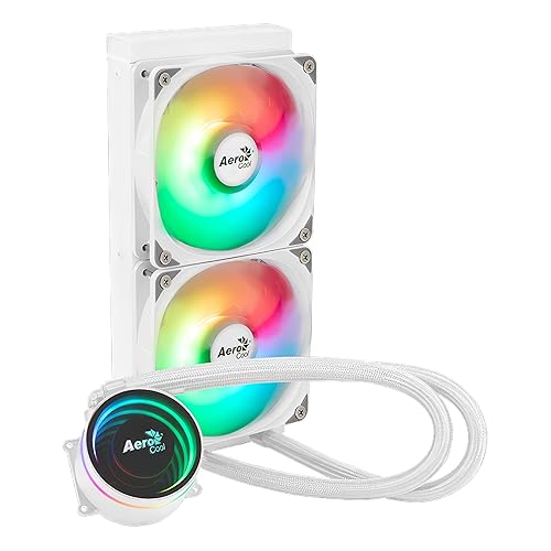 AeroCool Oasis L240 ARGB AIO Liquid CPU Cooler, TDP 280W, 240mm Radiator, Mirage Design with ARGB Lighting, 2x120mm ARGB Fans, Intel LGA 1700, 1200, 115X, 1851, 1366, AMD AM5/AM4 Sockets - White White AIO L240mm