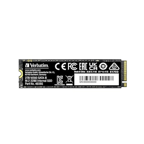 Verbatim Vi560 S3 SSD Internal SSD Drive with 2TB Data Storage Solid State Drive with SATA III M.2 2280 and 3D NAND Technology Black Ideal for Notebook and Ultrabook