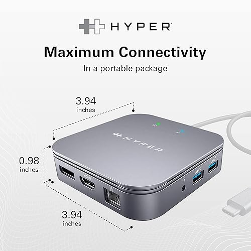 HyperDrive USB-C & Thunderbolt 3 Dual Monitor Dock - 4K60Hz HDMI Thunderbolt Docking Station -7-in-1 Dock - Slim, Portable, Powerful