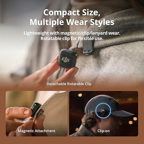 DJI Mic 3 (2 TX + 1 RX + Charging Case), Wireless Microphone for iPhone/Camera/Android, Ultralight, Adaptive Gain Control for Balanced Volume, Dual Band Anti-Interference, 28hrs Use, Vlog