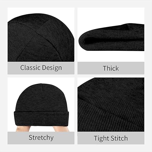 VVTDESA Sunflowers Printed Beanie for Men Women Warm Winter Skull Knit Hats Cuffed Cap,Black Black One Size